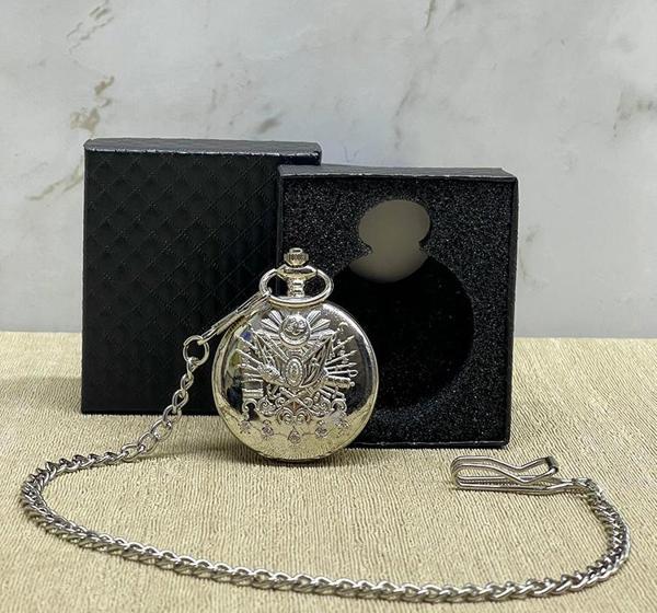 Özel Kutulu Osmanlı Devlet Arması Gümüş Köstekli Saat  - Image 1