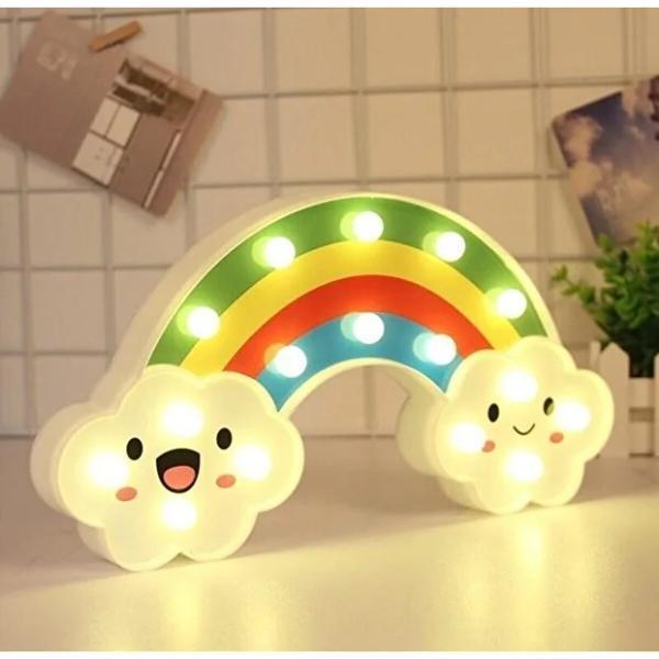 Gülen Bulutlu Gökkuşağı LED Gece Lambası - Image 1