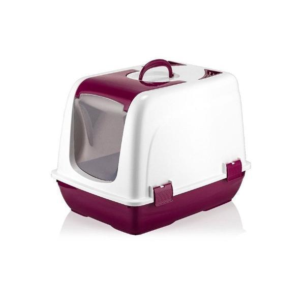 Mikopet Kapalı Küçük Kedi Tuvaleti Bordo - Image 1