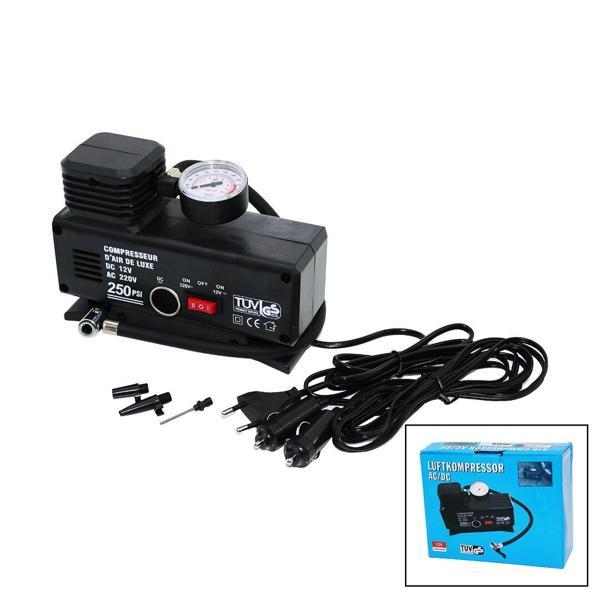 2IN1- FİŞLİ - OTO ÇAKMAKLIK TEK PİSTON KOMPRESÖR AC/DC - 12V-230V - 250PSI (5250) - Image 1