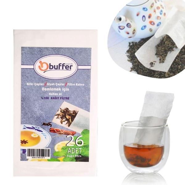 BUFFER® 26 Adet Pratik Kullan At Çay,Bitki Çayı,Filtre Kahve Demleme Poşeti Süzgeci - Image 1