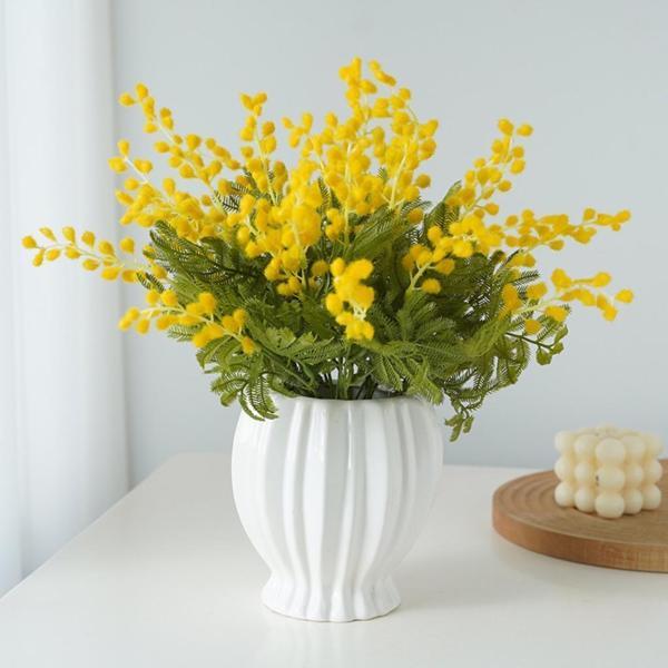 Yapay Çiçek Sarı Mimoza Demeti 5 Dallı 38cm Mimosa Yapay Bitki - Image 1