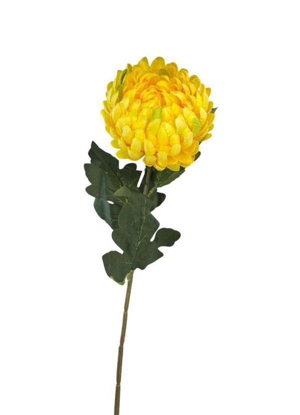 Yapay Çiçek Krizantem Sarı Açık 90cm Tek Dal Kumaş Çiçek Uzun Dal - Image 1