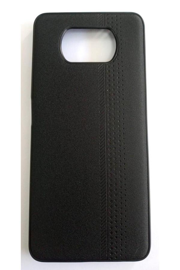 E83 Poco X3 Uyumlu Deri Görünümlü Yumuşak Ve Esnek Süet Kılıf Siyah - Image 1