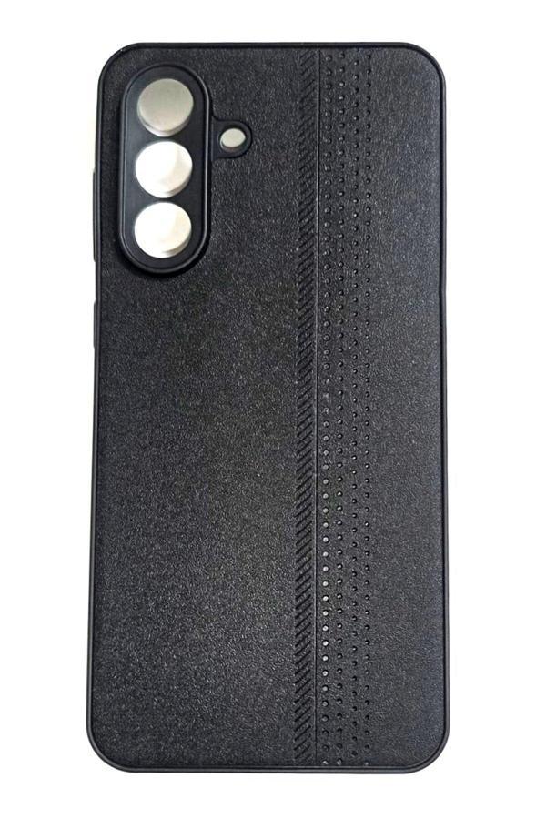 E83 Samsung Galaxy A56 Uyumlu Deri Görünümlü Yumuşak Süet Kılıf Siyah - Image 1