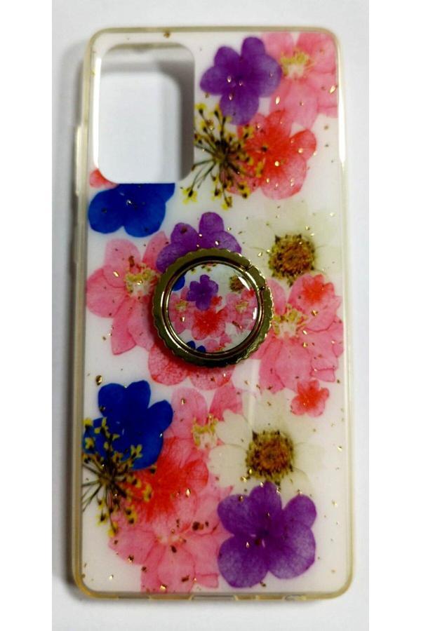 E83 Samsung Galaxy A72 Uyumlu Yüzüklü Simli Lüks Kılıf - Image 1