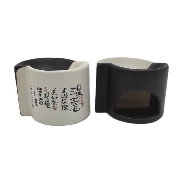 Japonca Temalı Yin Yang Tasarımlı Siyah Beyaz Seramik Buhurdanlık - Image 1