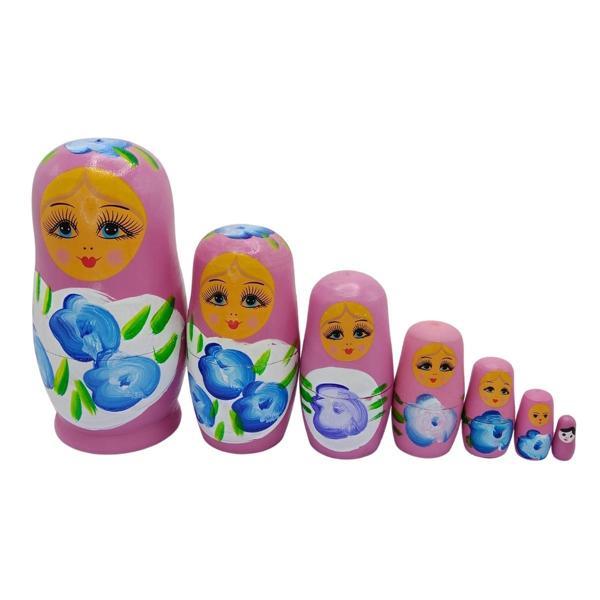 Ahşap Matruşka Bebek Yedili Set Gül Pembe - Image 1