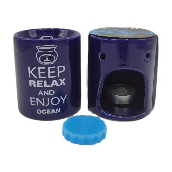 Keep Relax And Enjoy Ocean Seramik Buhurdanlık ve Wax Mum - Image 1