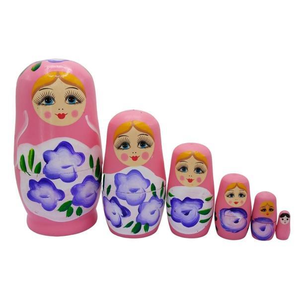 Ahşap Matruşka Bebek Altılı Set Açık Pembe No.2 - Image 1