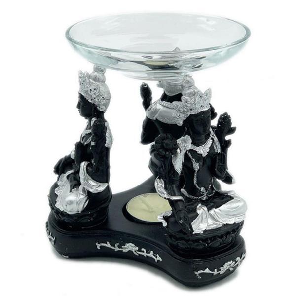 Sakyamuni Buda Camlı Polyester Buhurdanlık Gümüş /Siyah - Image 1