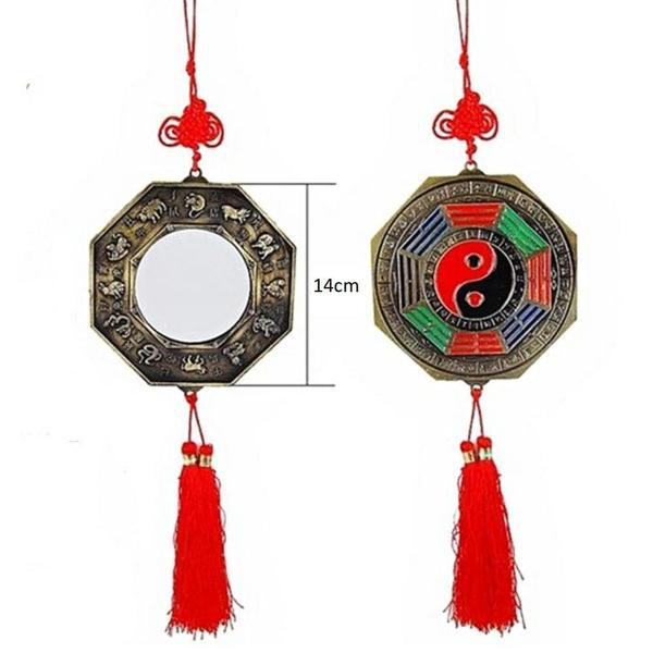 Çin Feng Shui Bagua Bakır Ayna 14 cm Köşeli - Image 1
