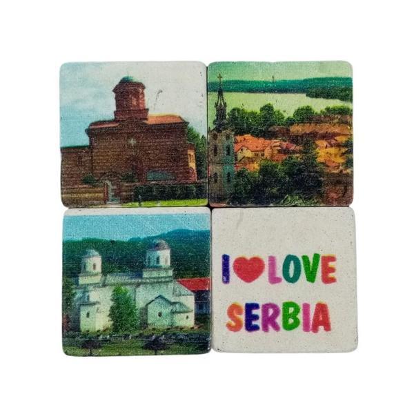 Sırbistan Temalı Dörtlü Taş Magnet - Image 1