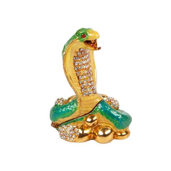 Yeşil Kral Kobra Swarovski Taşlı Mücevher Kutusu - Image 1