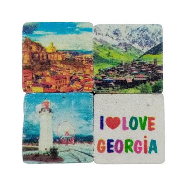 Gürcistan Temalı Dörtlü Taş Magnet - Image 1