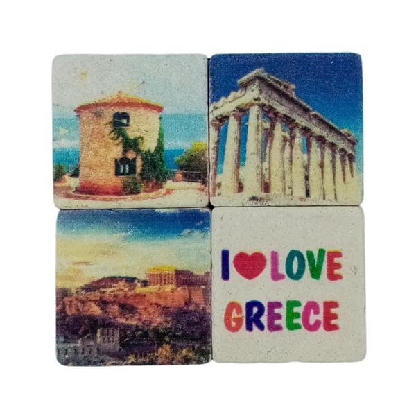 Yunanistan Temalı Dörtlü Taş Magnet - Image 1