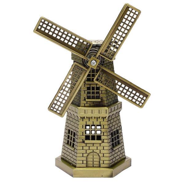 Vintage Metal Hollanda Yel Değirmeni Biblo Antik Bronz 17 cm - Image 1