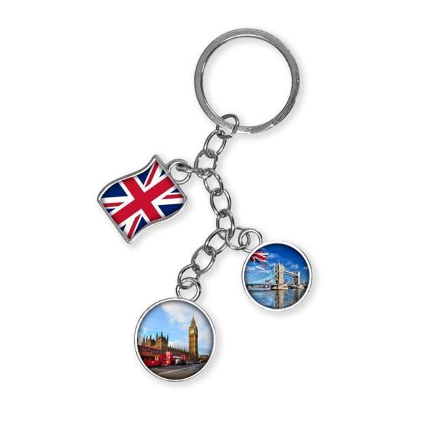 İngiltere Üçlü Epoksi Metal Çift Taraflı Damla Anahtarlık England - Image 1