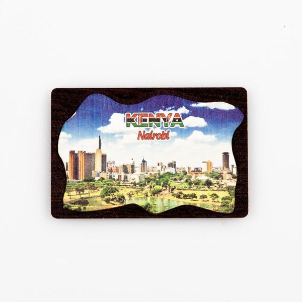 Kenya Temalı Deri Magnet Ahşap Tabaka - Image 1