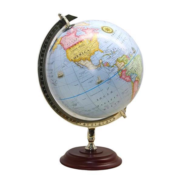 Ayaklı Dünya Küre Ev Ofis Masa Dekoru Döner Dünya Küre Mavi Modern Harita 30x40cm - Image 1