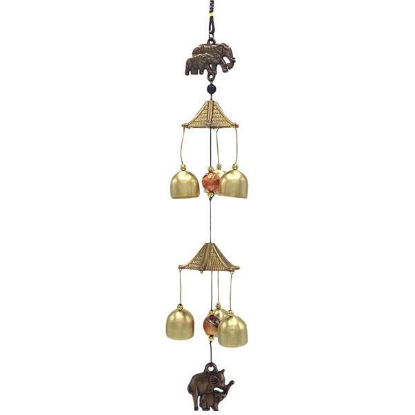 Feng Shui Metal Rüzgar Çanı İki Katlı Bereket Filleri 6 Çan - Image 1