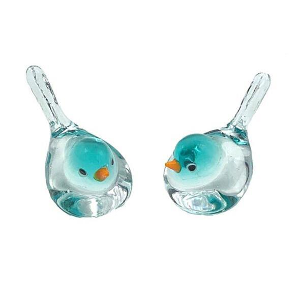 İtalya Murano Cam İkili Yeşil Kuş El Yapımı - Image 1