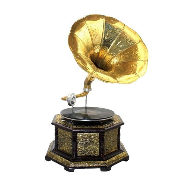 Gramofon Sekizgen Ahşap Plak Çalar No.4 37x63cm - Image 1