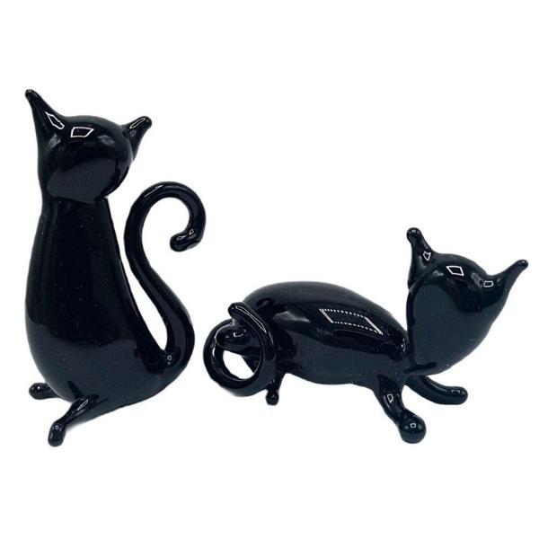 Murano Cam İkili Kara Kedi Dekoratif Biblo - Image 1