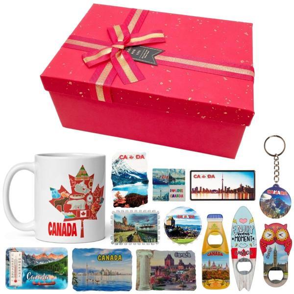 Kanada Hediye Kutusu 10 Parça Kupa Magnet Anahtarlık Kutu - Image 1