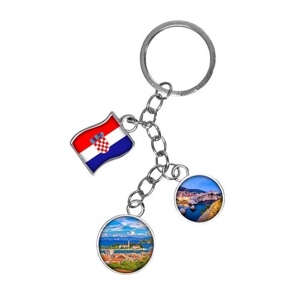 Hırvatistan Üçlü Epoksi Metal Çift Taraflı Damla Anahtarlık Croatia - Image 1
