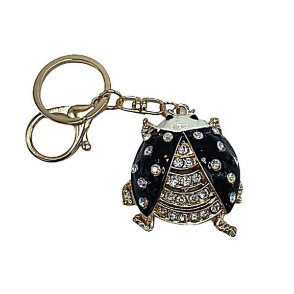 Siyah Kristal Taşlı Uğur Böceği Anahtarlık - Image 1