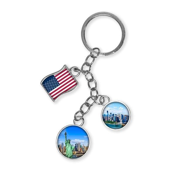 ABD Üçlü Epoksi Metal Çift Taraflı Damla Anahtarlık Usa - Image 1