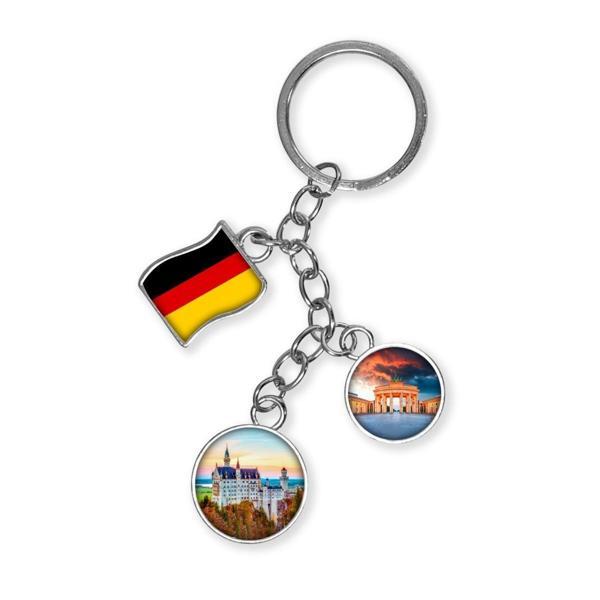 Almanya Üçlü Epoksi Metal Çift Taraflı Damla Anahtarlık Germany - Image 1