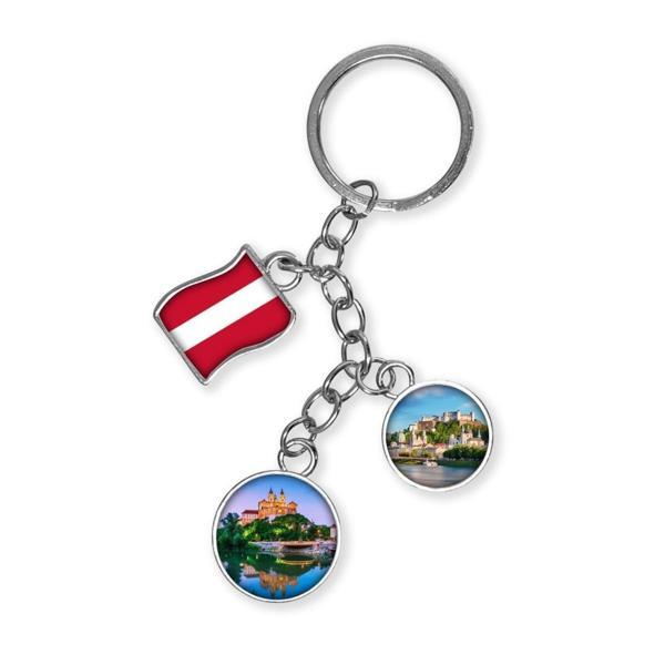 Avusturya Üçlü Epoksi Metal Çift Taraflı Damla Anahtarlık Austria - Image 1