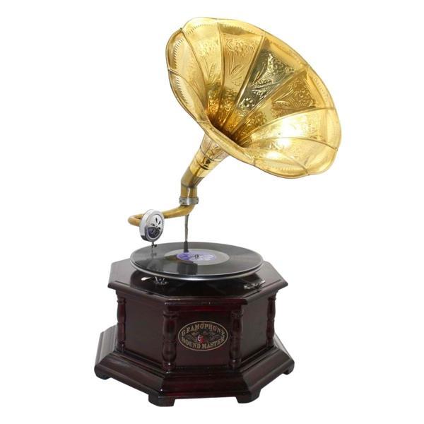 Gramofon Sekizgen Ahşap Plak Çalar No.2 37x63cm - Image 1