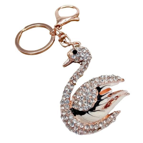 Kristal Taşlı Beyaz Siyah Kuğu Anahtarlık No.2 - Image 1