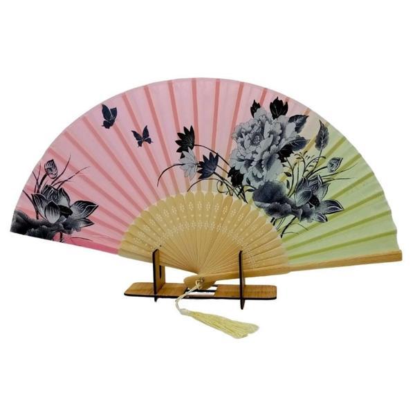 Japon Bambu Kumaş Yelpaze Çanta Boy Stant Hediyeli No.4 - Image 1