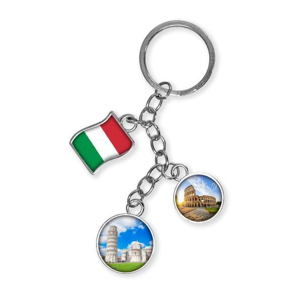 İtalya Üçlü Epoksi Metal Çift Taraflı Damla Anahtarlık Italy - Image 1