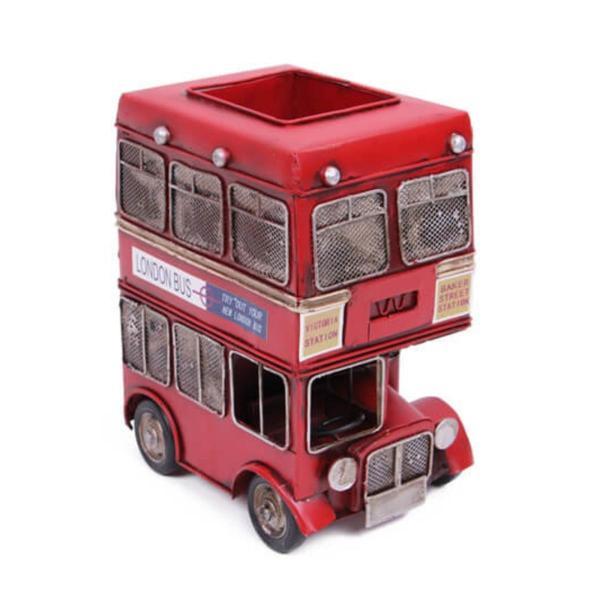 Dekoratif Metal Londra Şehir Otobüsü Kalemlik 20 cm - Image 1