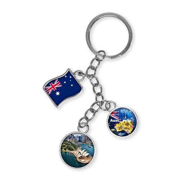 Avustralya Üçlü Epoksi Metal Çift Taraflı Damla Anahtarlık Australia - Image 1