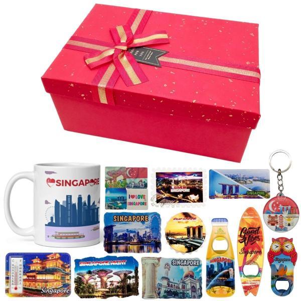 Singapur Hediye Kutusu 10 Parça Kupa Magnet Anahtarlık Kutu - Image 1