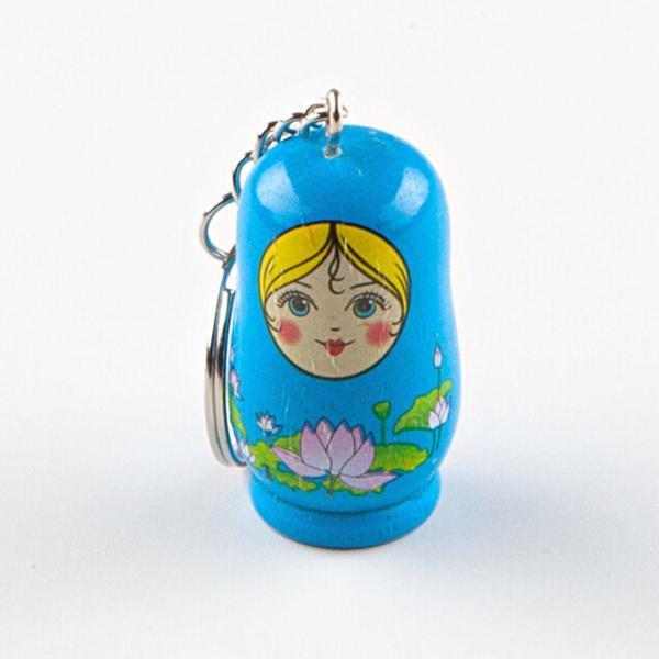 Ahşap Matruşka Bebek Anahtarlık Mavi - Image 1
