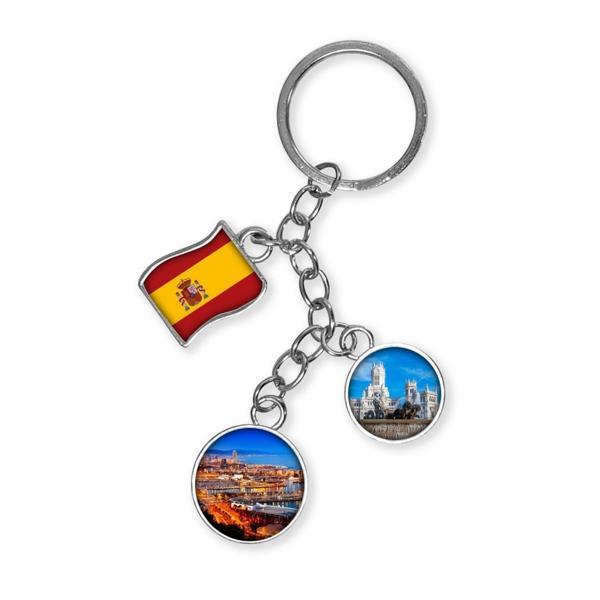 İspanya Üçlü Epoksi Metal Çift Taraflı Damla Anahtarlık Spain - Image 1