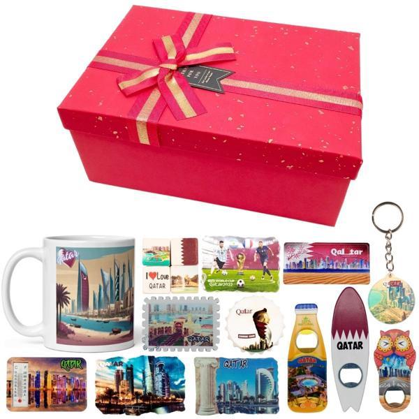 Katar Hediye Kutusu 10 Parça Kupa Magnet Anahtarlık Kutu - Image 1