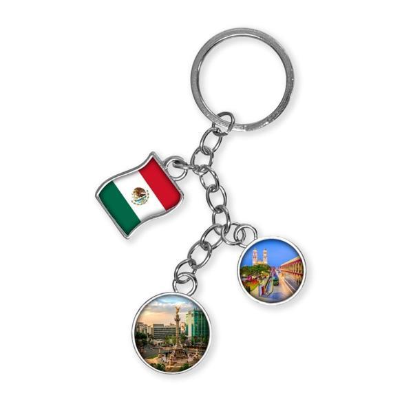 Meksika Üçlü Epoksi Metal Çift Taraflı Damla Anahtarlık Mexico - Image 1