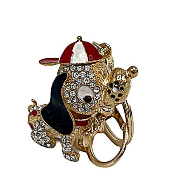 Kırmızı Kristal Taşlı Sevimli Köpek Anahtarlık - Image 1