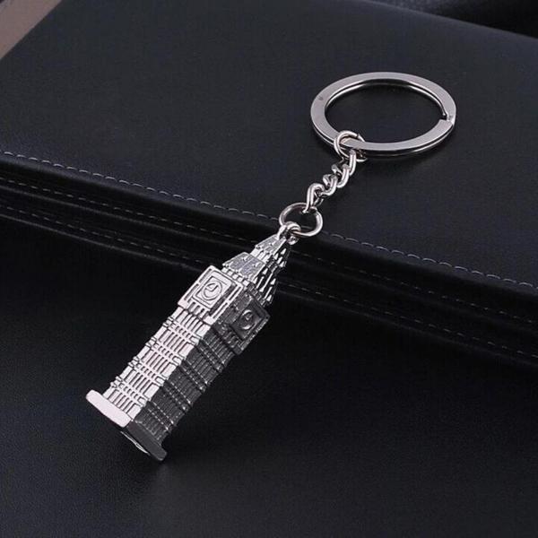 Gümüş 3D Big Ben Metal Anahtarlık İngiltere Londra Saat Kulesi - Image 1