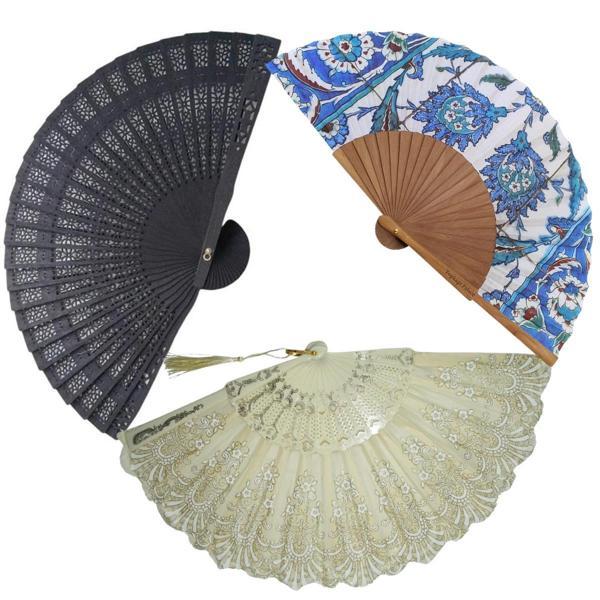 Yelpaze 3 Çeşit Yaz Fırsat Paketi Kumaş Ahşap Plastik - Image 1