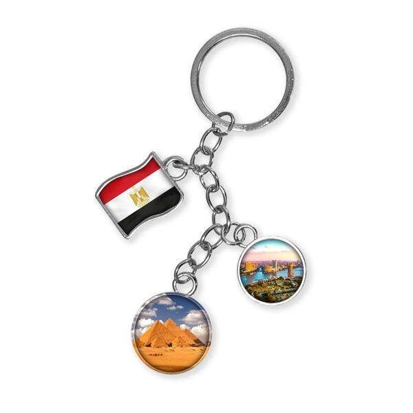 Mısır Üçlü Epoksi Metal Çift Taraflı Damla Anahtarlık Egypt - Image 1