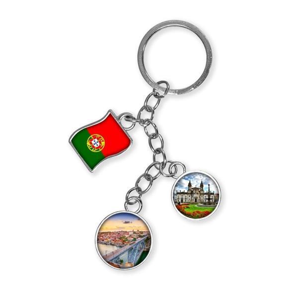 Portekiz Üçlü Epoksi Metal Çift Taraflı Damla Anahtarlık Portugal - Image 1